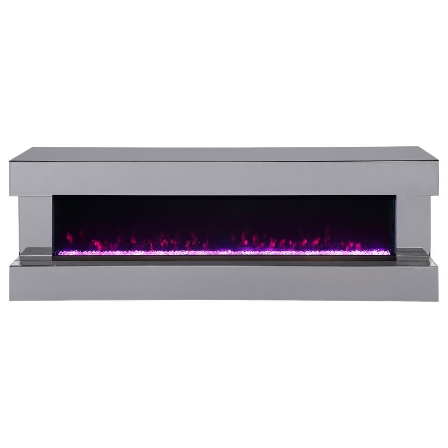 Vallerie 71" TV Stand with Visual Flame Box White - GREY