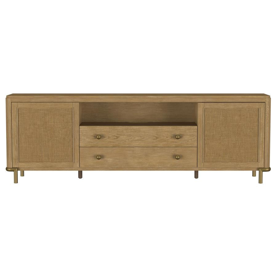 ARINI RATTAN CANE 2-DOOR TV STAND MEDIA CONSOLE SAND WASH