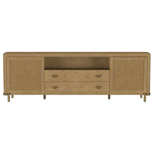 ARINI RATTAN CANE 2-DOOR TV STAND MEDIA CONSOLE SAND WASH