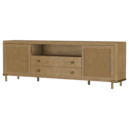 ARINI RATTAN CANE 2-DOOR TV STAND MEDIA CONSOLE SAND WASH