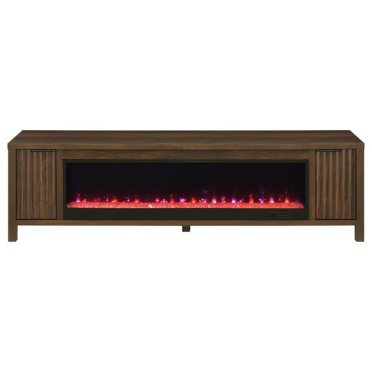 CAREY 79-INCH TV STAND FIREPLACE MEDIA CONSOLE DARK PINE