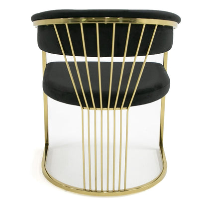 Linda - Modern Black Velvet and Gold Dining Chair