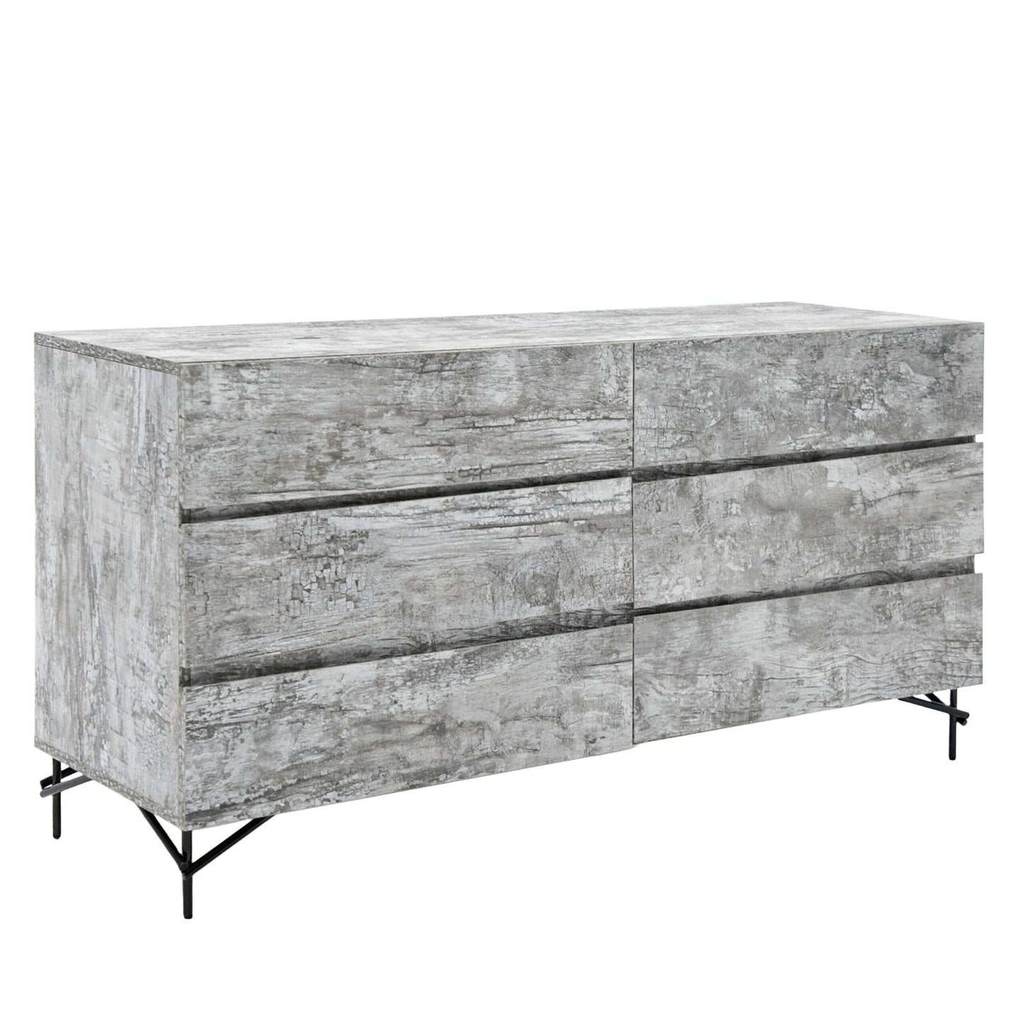 Lamont + Aria - Modern Beige Fabric + Grey Texture 4-Piece Bedroom Set queen size