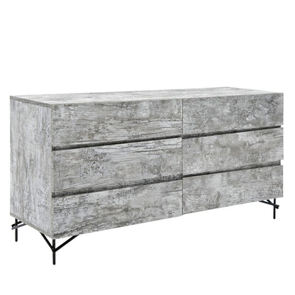 Lamont + Aria - Modern Beige Fabric + Grey Texture 4-Piece Bedroom Set queen size