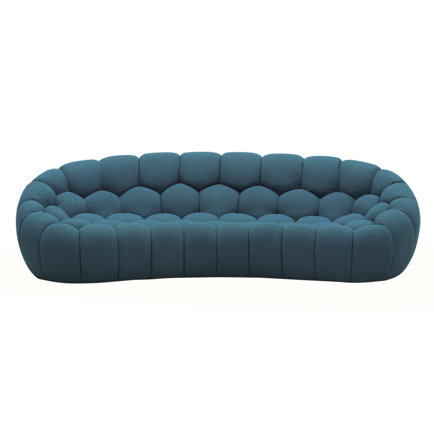 EAST Modern Curved Dark Teal Fabric Sofa