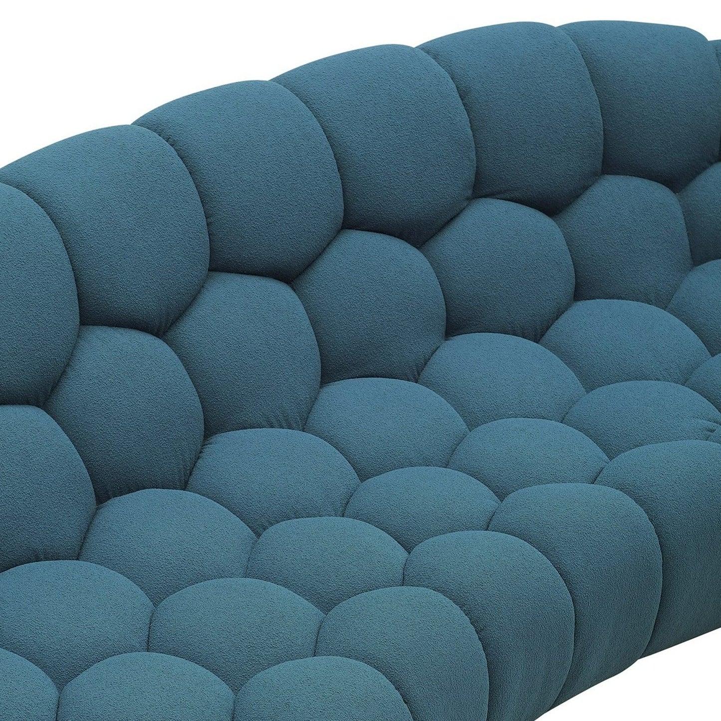 EAST Modern Curved Dark Teal Fabric Sofa