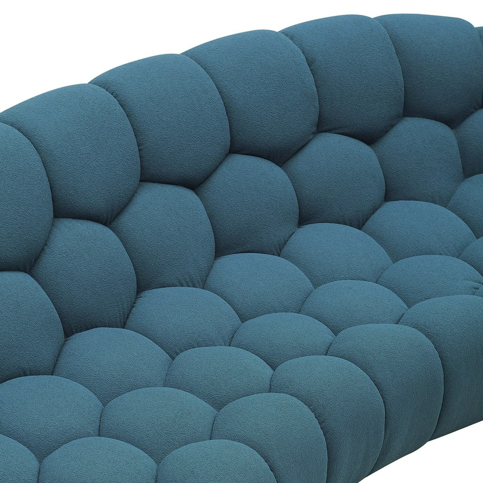 EAST Modern Curved Dark Teal Fabric Sofa
