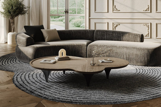 Lakota - Modern Dark Grey Fabric Curved Sectional Sofa