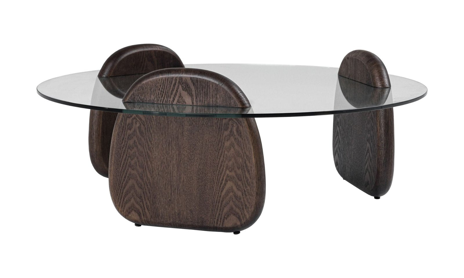 Buxton - Mid-Century Modern Glass + Dark Walnut Coffee Table