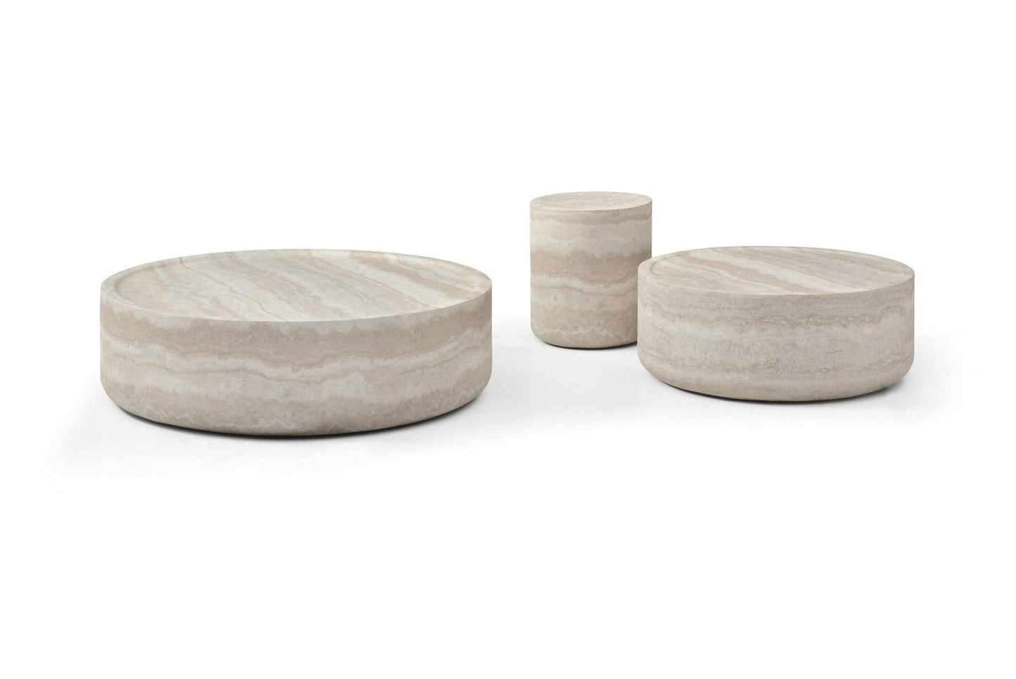 Cozad - Modern Faux Travertine Round Coffee Table