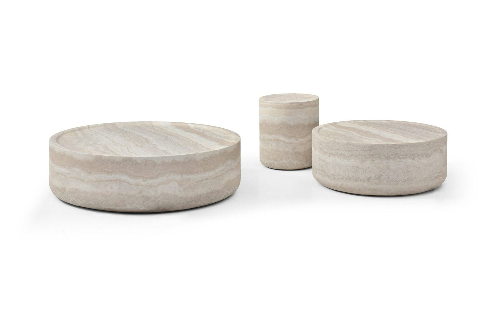 Cozad - Modern Faux Travertine Round Coffee Table