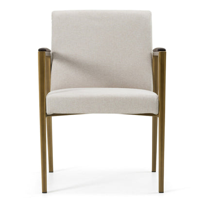 Sanders - Modern Off-White Fabric + Brass Dining Chair