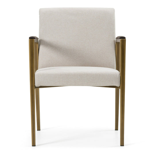 Sanders - Modern Off-White Fabric + Brass Dining Chair