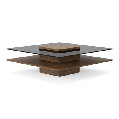 Clarion - Modern Walnut & Grey Glass Coffee Table