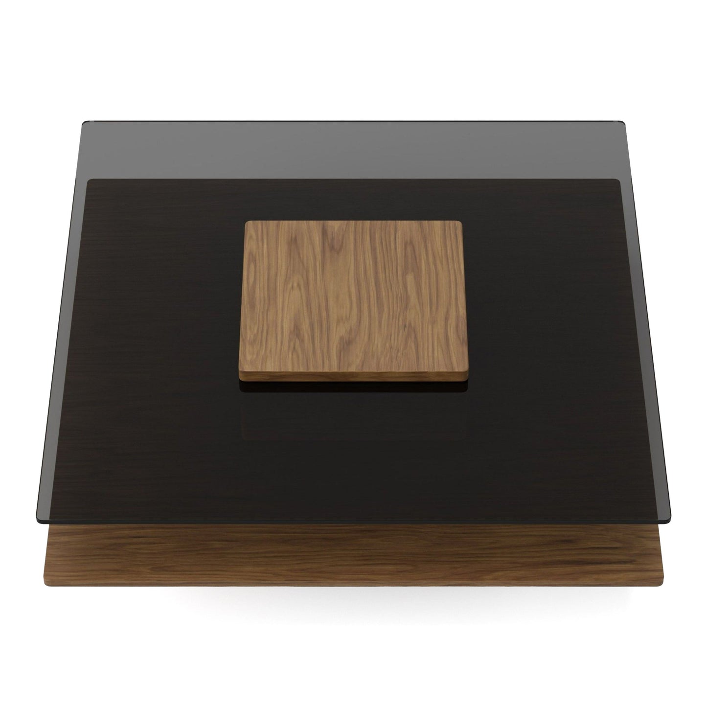 Clarion - Modern Walnut & Grey Glass Coffee Table