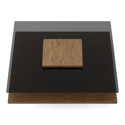 Clarion - Modern Walnut & Grey Glass Coffee Table