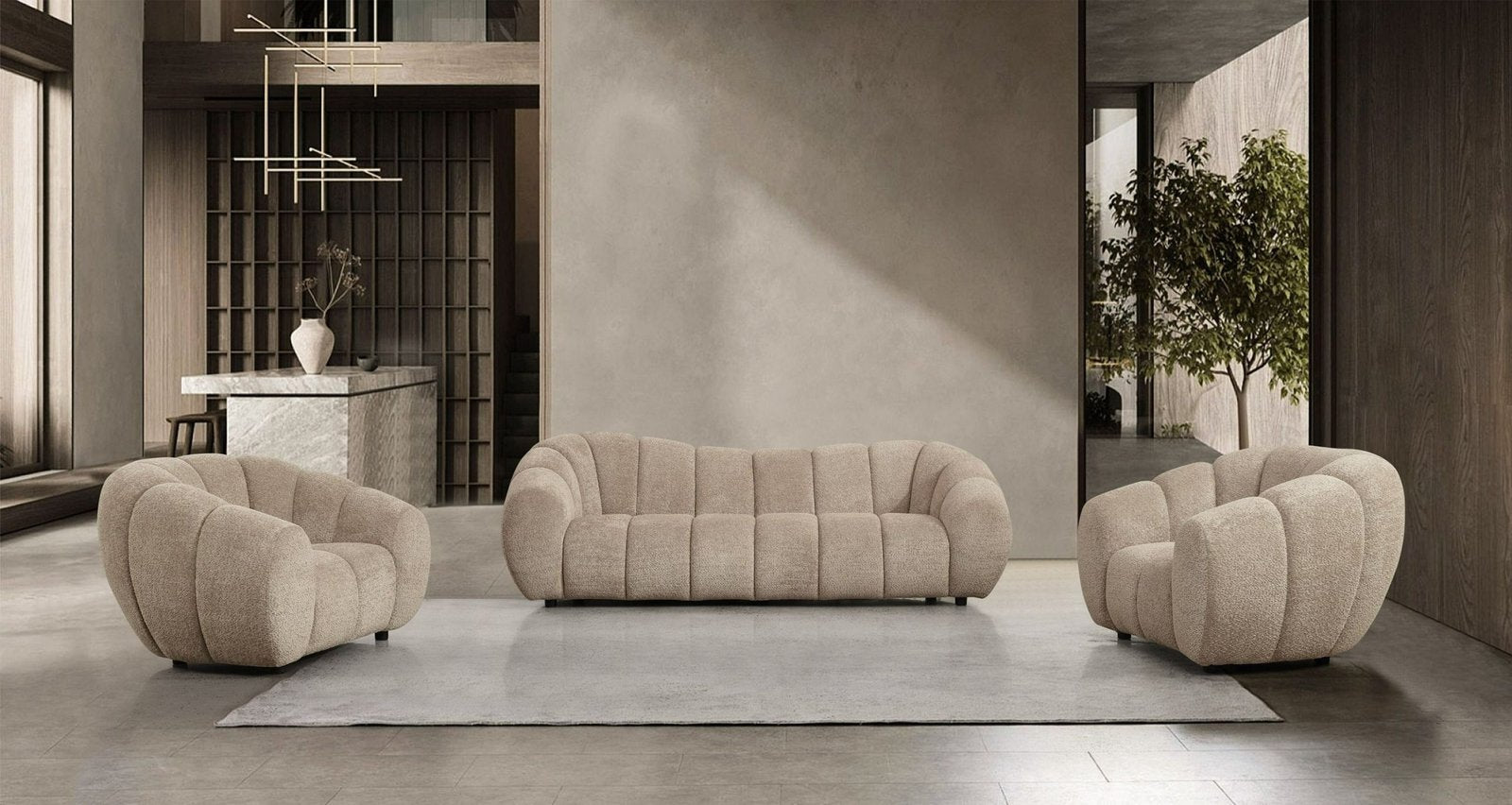 Sofi- Modern Tan Fabric Sofa
