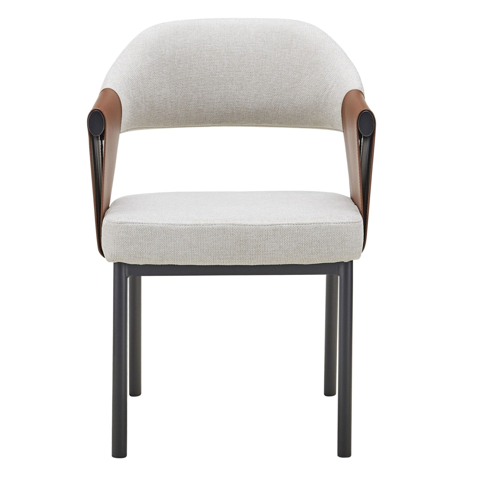 Joseph - Modern Light Grey Fabric + Camel Vegan Leather Dining Chair