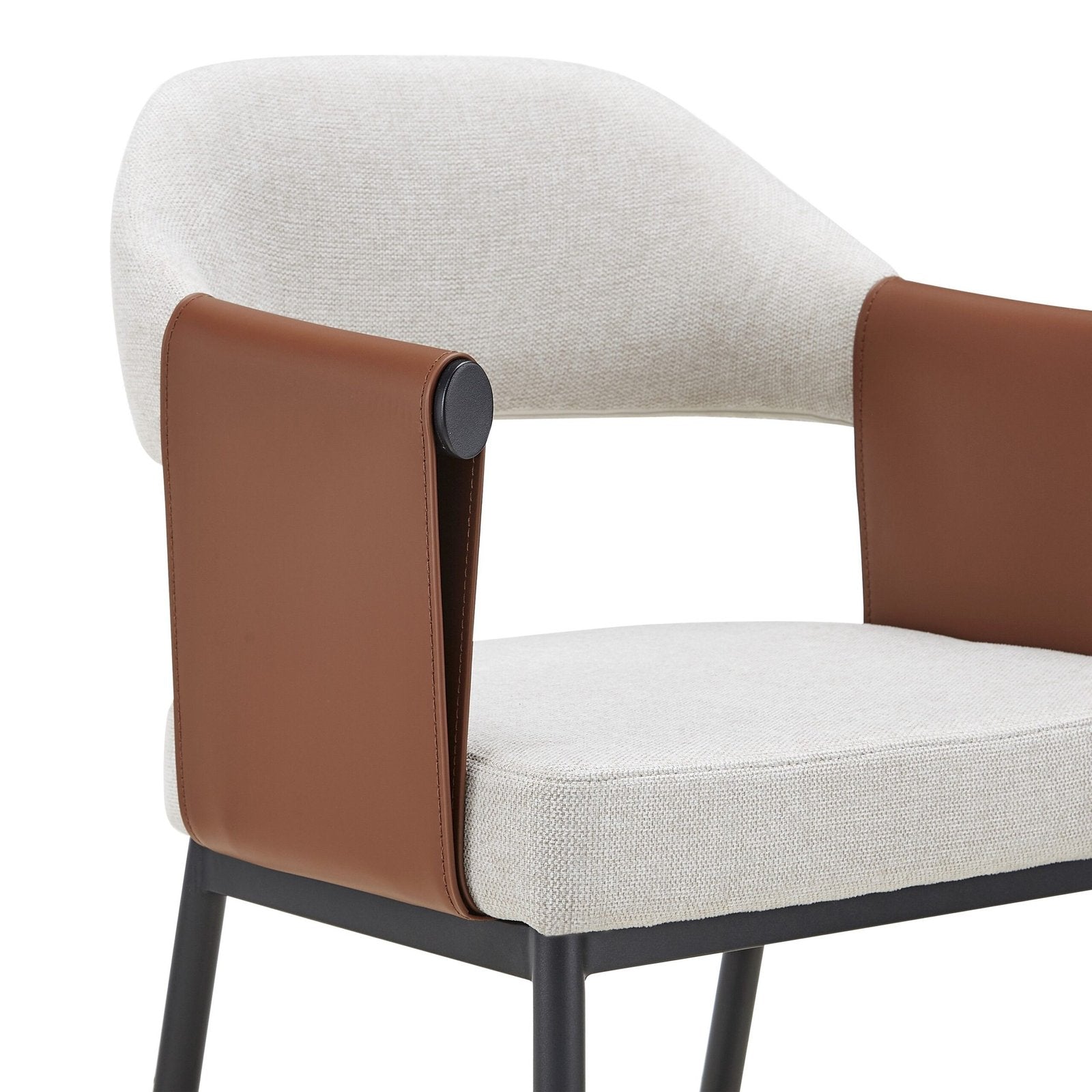 Joseph - Modern Light Grey Fabric + Camel Vegan Leather Dining Chair
