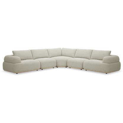 Evans - Contemporary Off-White Fabric Modular Sectional Sofa-5-Piece Sectional