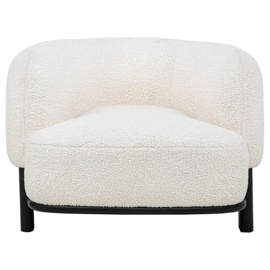 Lawler Upholstered Barrel Back Accent Chair Ivory and Black