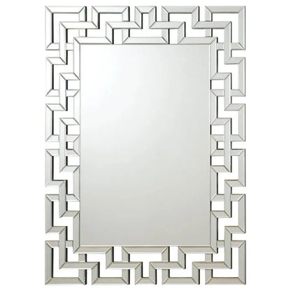 Forman 38 x 48 Inch Greek Motif Frameless Wall Mirror Silver