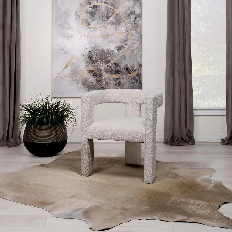 alaska Boucle Upholstered Accent Side Chair White
