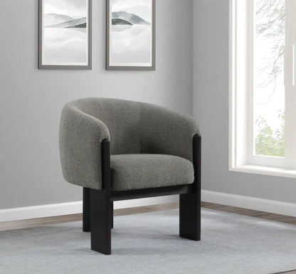 VALERIA Boucle Upholstered Barrel Back Accent Chair Brown