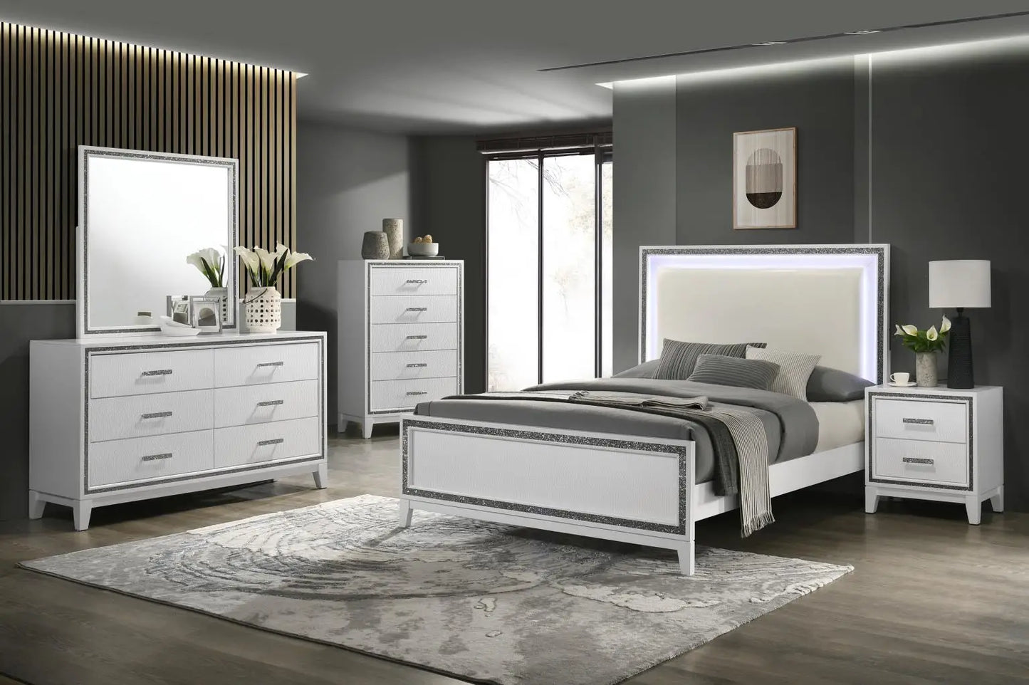 Tala White bedroom set 4 pc queen size