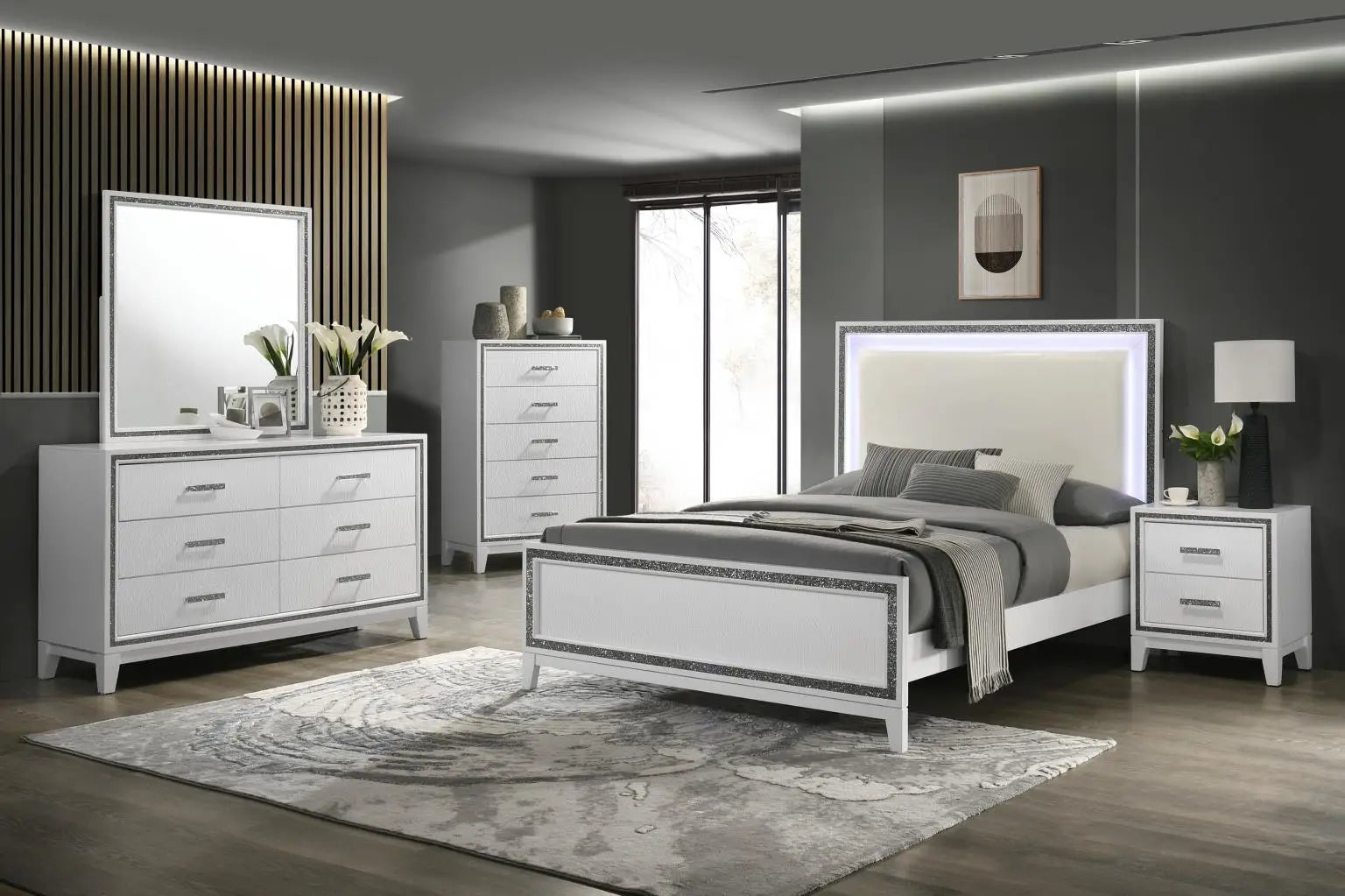 Tala White bedroom set 4 pc queen size