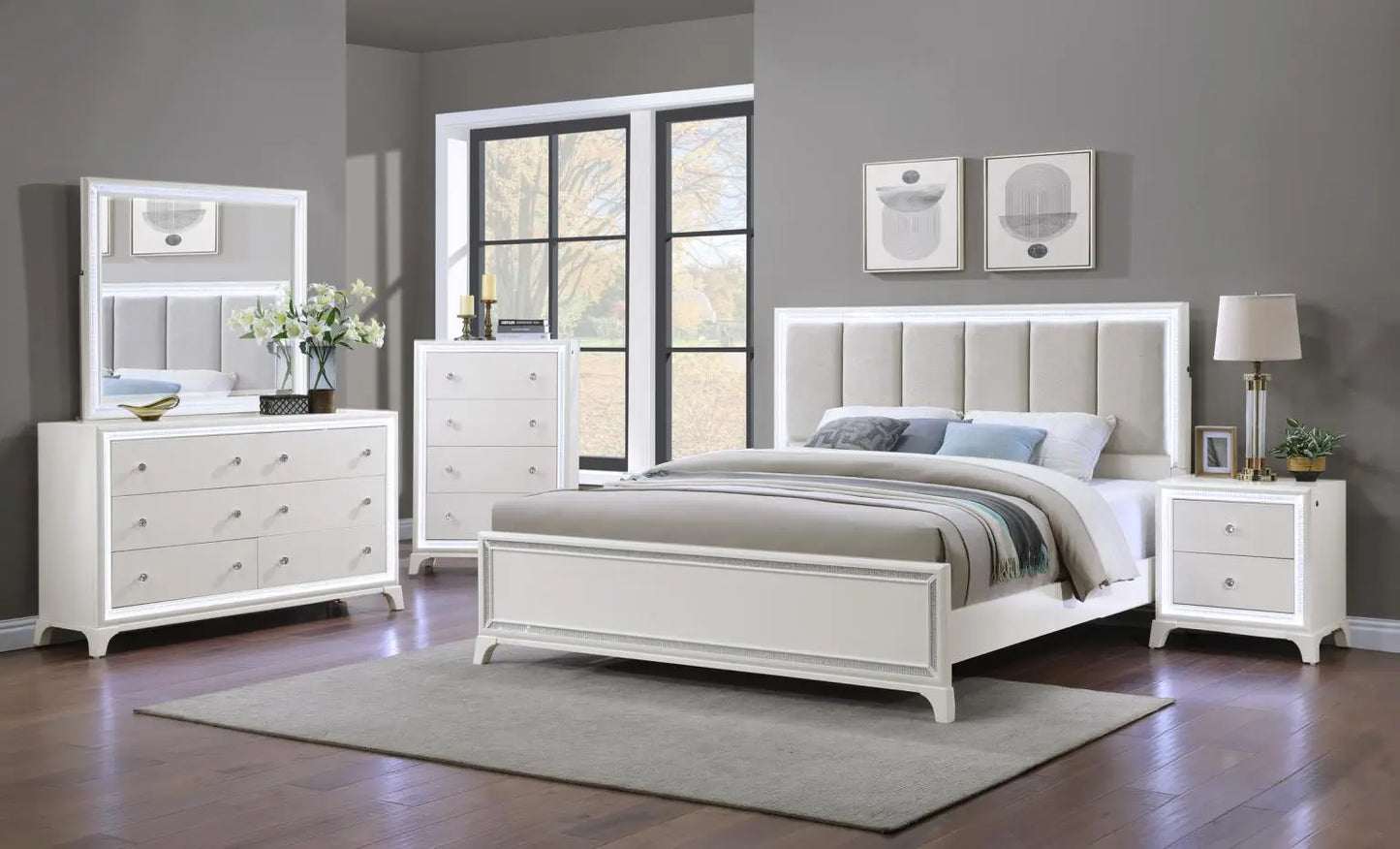 B514 - Salma - 4PC (Queen Bed, Dresser, Mirror, Nightstand)