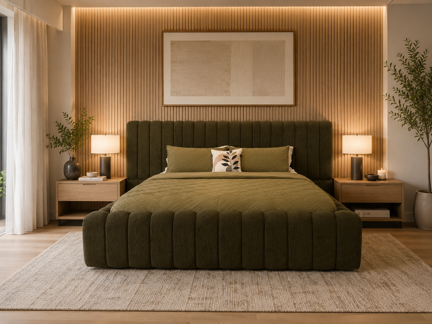 Isabella Bed – Teddy Olive (Custom Made)