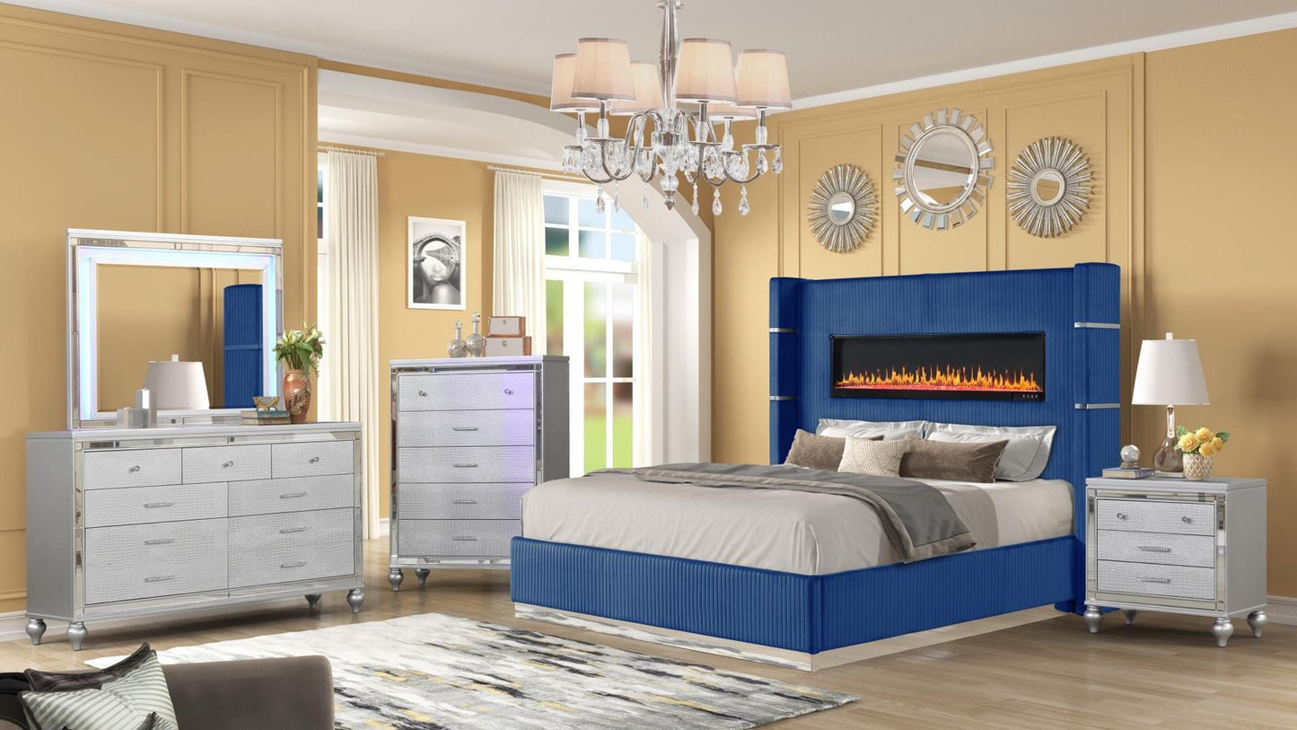 LIZZELE BEDROOM SET IN NAVY - LIZELLE KING 4 PC NAVY