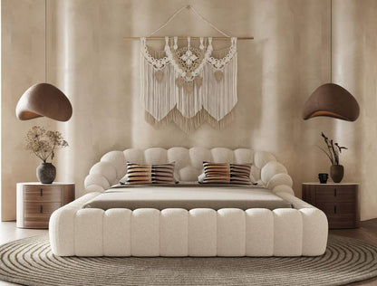 Bubble Modern Off-White Fabric Bed
