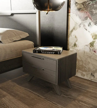 East Bed + Soria – Modern Dark Teal Fabric & Grey Wash 4-Piece Bedroom Set