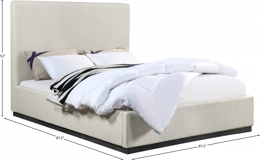 Alfie Linen Textured Fabric Bed Queen Bed