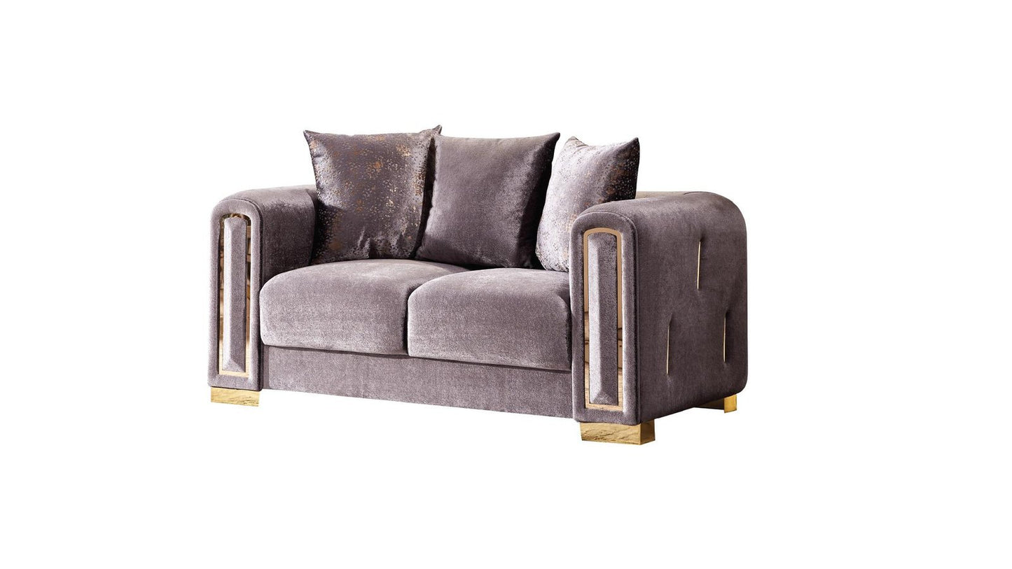 IMPREZA 2 PC LIVING ROOM SET IN BEIGE - LOVE SEAT SILVER