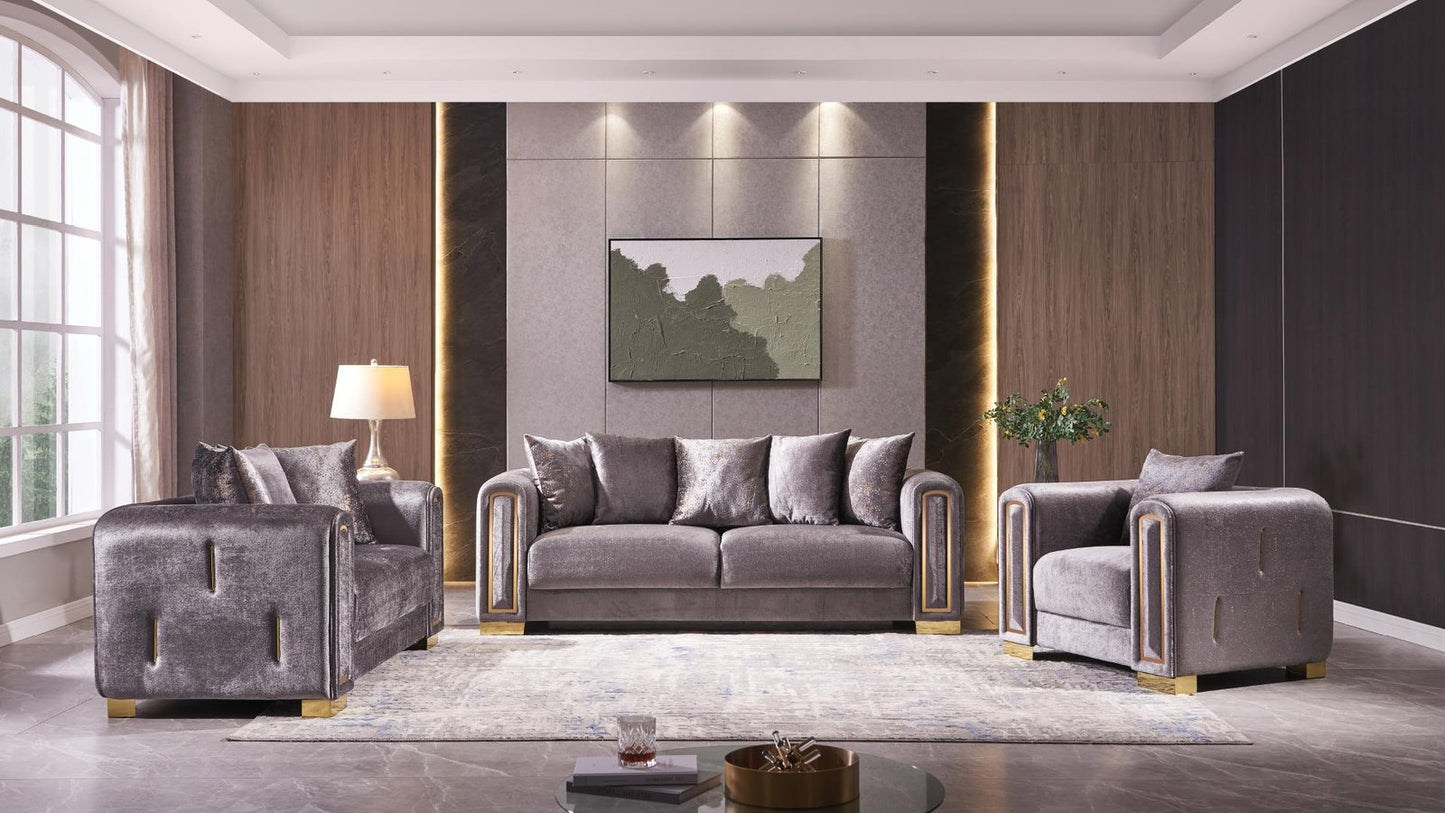 IMPREZA 2 PC LIVING ROOM SET IN BEIGE - IMPREZA 2 PC LIVING ROOM SET IN SILVER