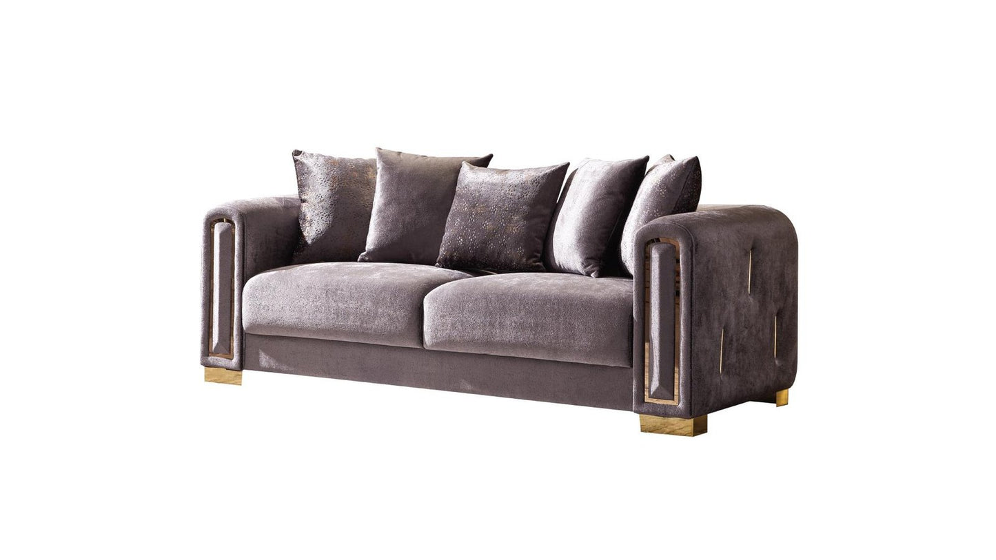 IMPREZA 2 PC LIVING ROOM SET IN BEIGE - SOFA SILVER