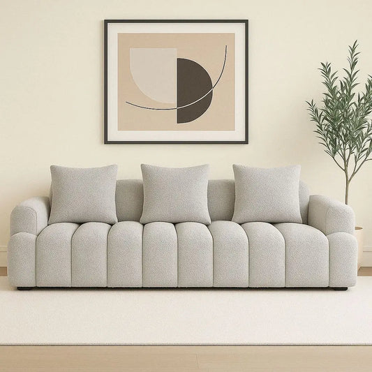 ISABELLA SOFA 96 INC CUSTOM-MADE TEDDY - PEARL l DOVE