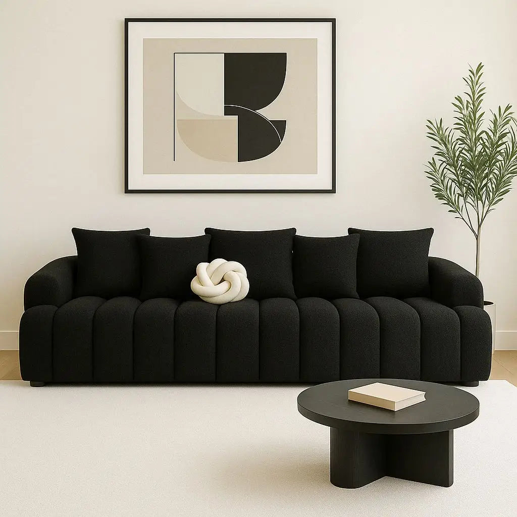 ISABELLA SOFA 96 INC CUSTOM-MADE TEDDY - BLACK