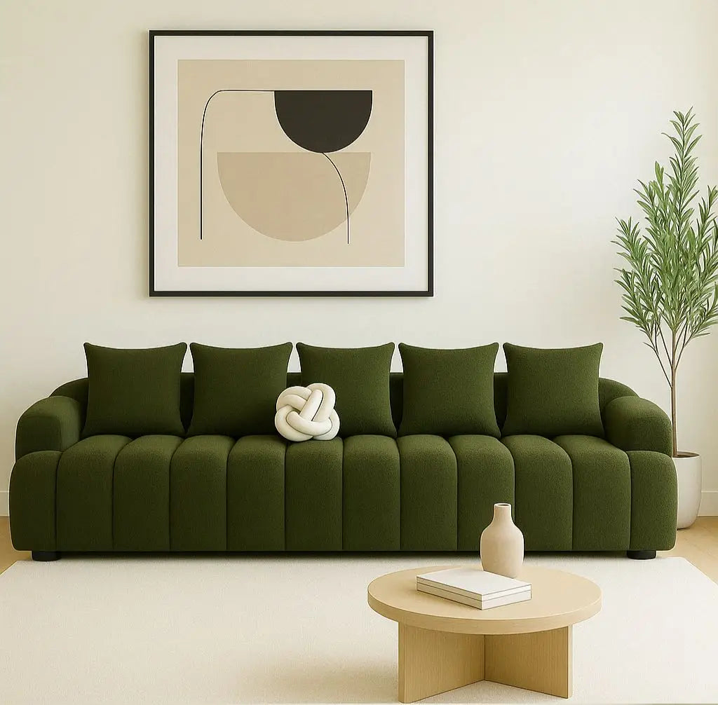 ISABELLA SOFA 96 INC CUSTOM-MADE TEDDY - OLIVE