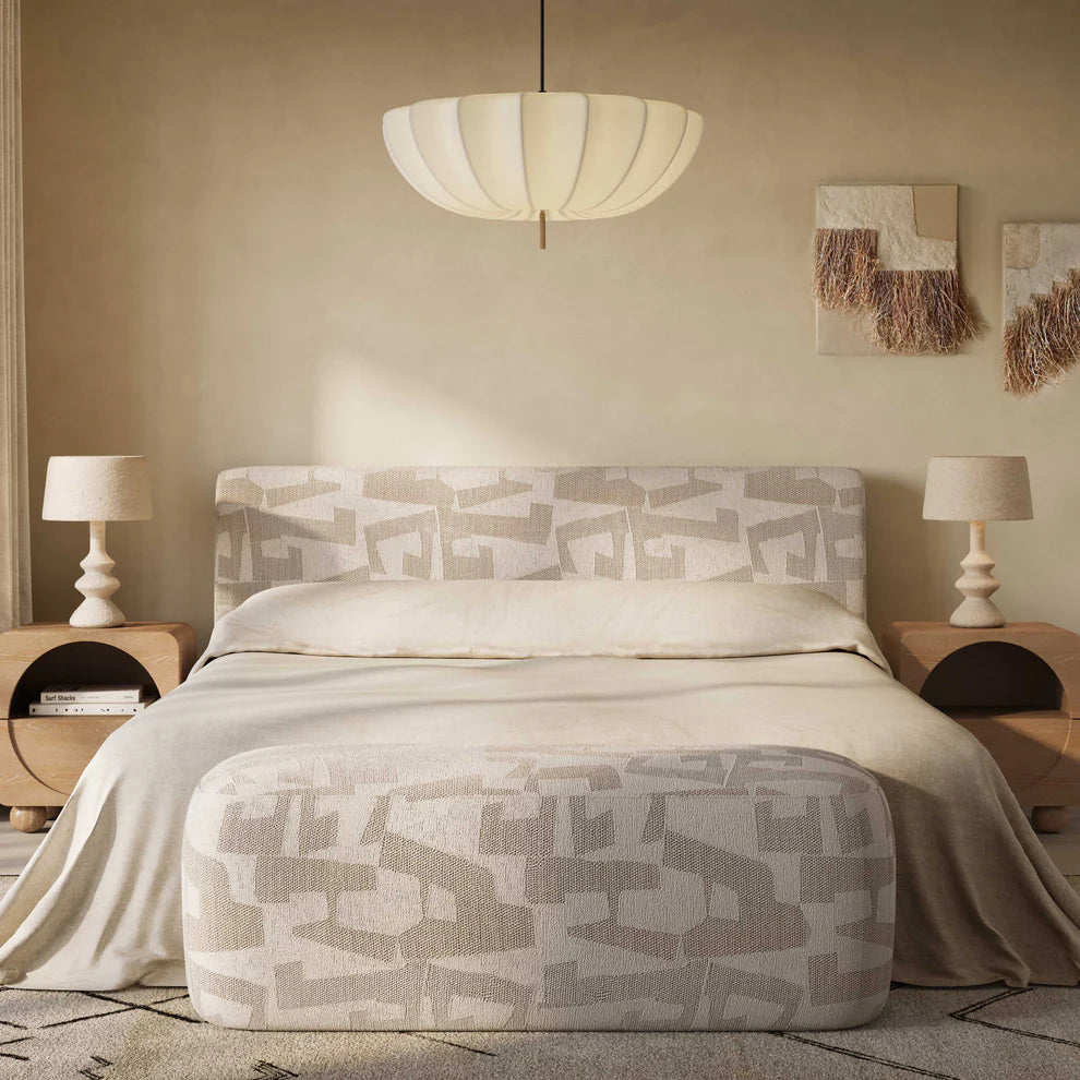 Graceland 54" Cream Performance Jacquard Bench