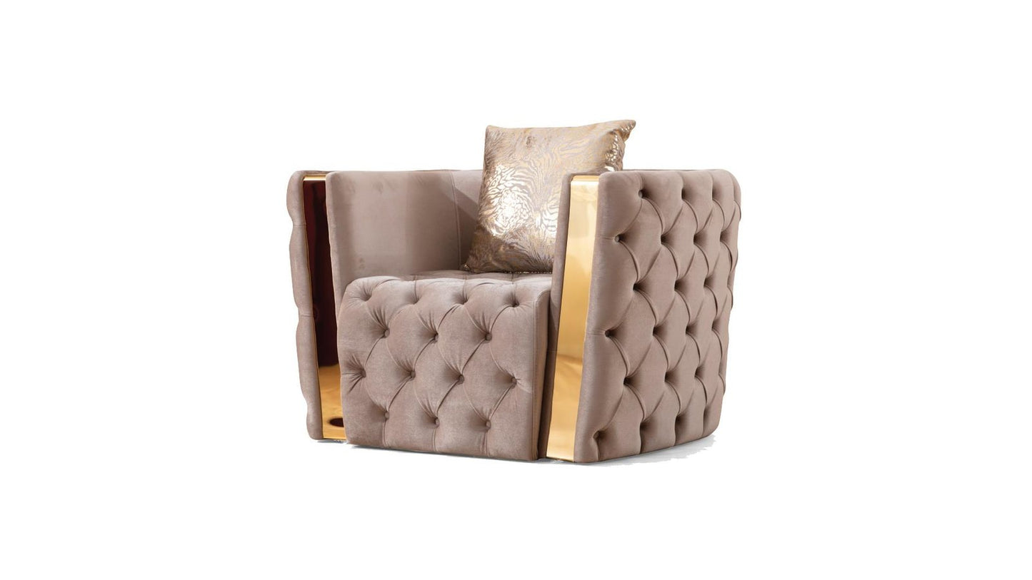 NAOMI 2 PC LIVING ROOM SET IN TAUPE - T - CHAIR NAOMI TOUPE