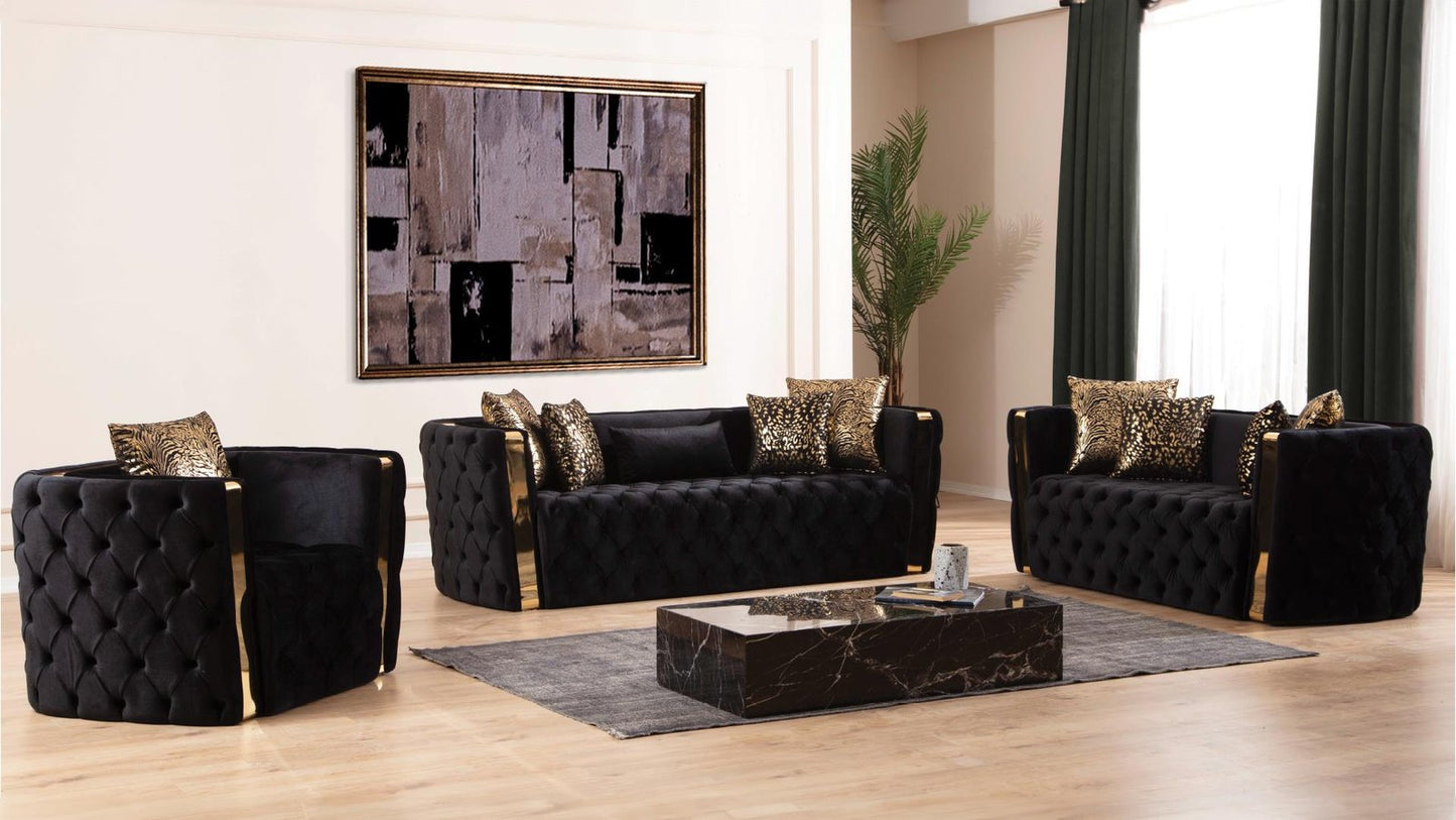NAOMI 2 PC LIVING ROOM SET IN TAUPE - T - NAOMI 2 PC LIVING ROOM SET IN BLACK