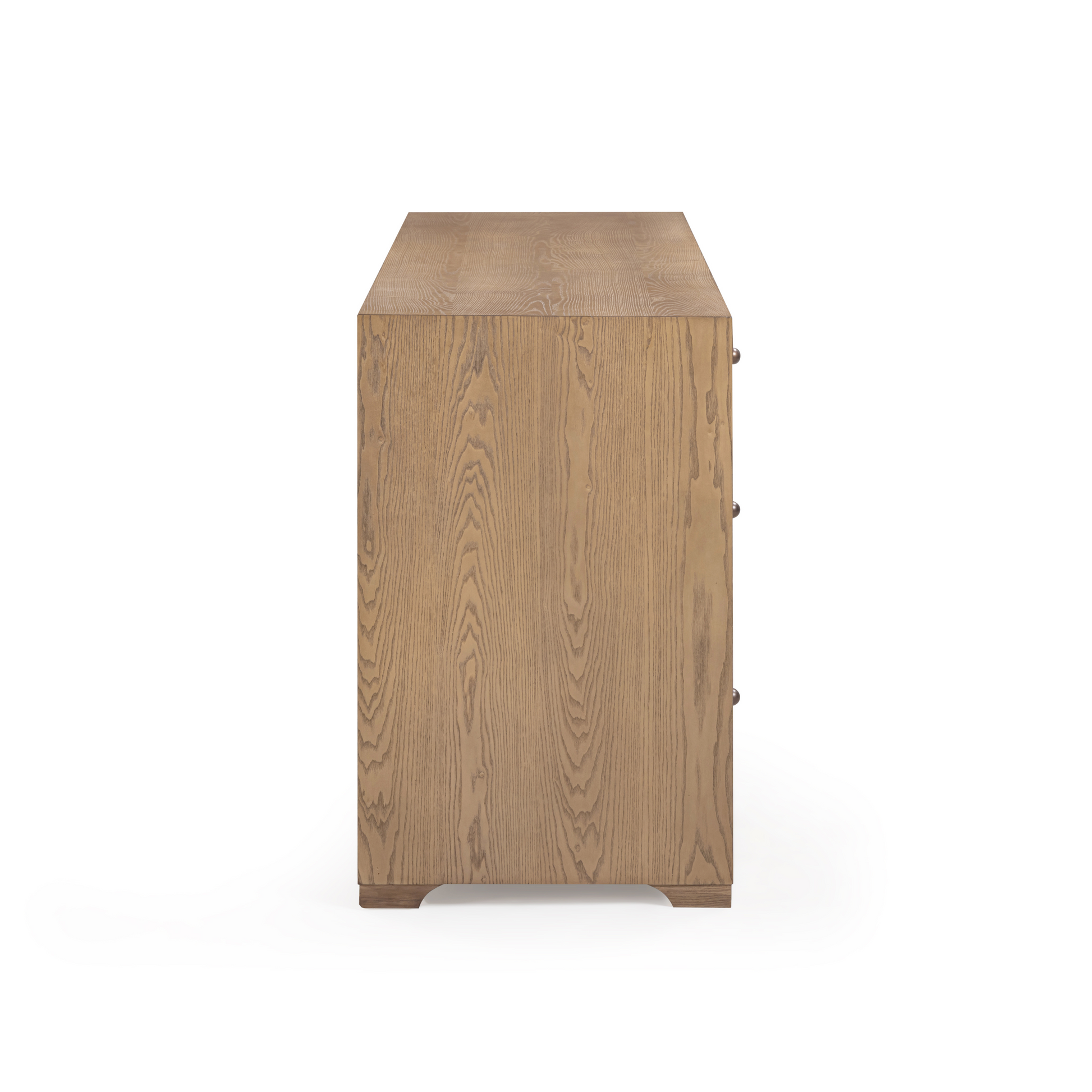 Laurentis 64" Light Taupe Suede and Wood 6-Drawer Dresser
