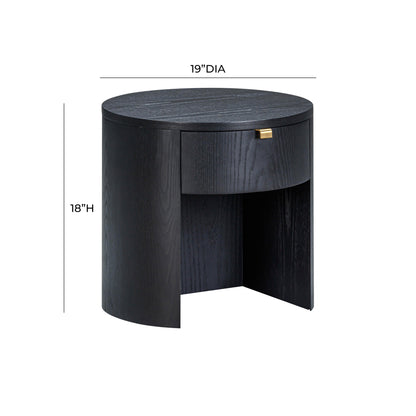 Marlow 19" Wood Round Nightstand With Drawer