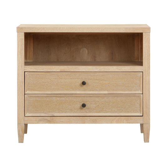Bristol Park 30" Whitewashed Oak Wood 2-Drawer Nightstand - Default Variant