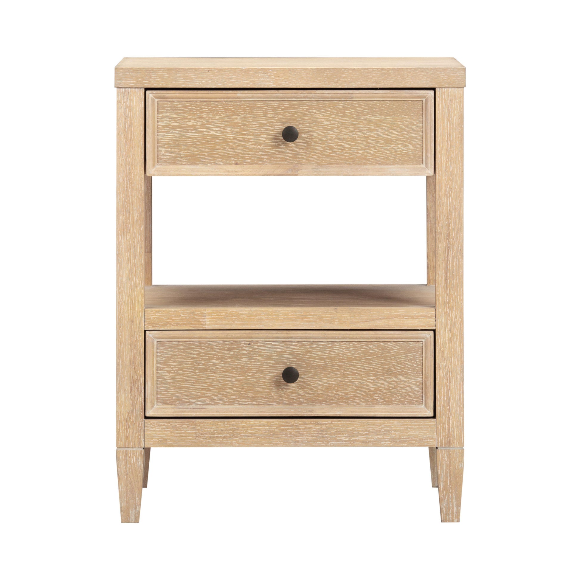 Bristol Park 20" Whitewashed Oak Wood 2-Drawer Nightstand - Default Variant