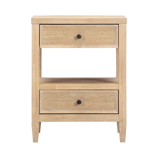 Bristol Park 20" Whitewashed Oak Wood 2-Drawer Nightstand - Default Variant
